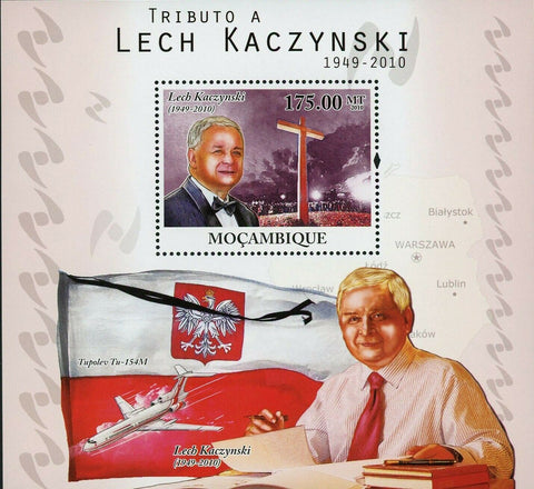 Lech Kaczynski Stamp Airplane Tupolev Tu-154M S/S MNH #4249 / Bl.401