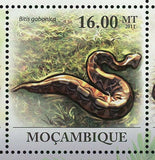 Viper Stamp Bitis Gabonica Reptile Snake Souvenir Sheet S/S MNH #4328-4333