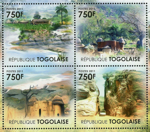 Landscapes of Togo Stamp Lakes Houses Architecture S/S MNH #4107-4110