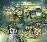 African Owls Stamp Birds Tyto Capensis Bubo Lacteus S/S MNH #4127-4130