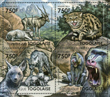 African Mammals at Danger Stamps Mandrill Hyena Souvenir Sheet MNH #4132-4135