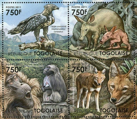 The Highlands of Ethiopia Stamp Gelada Primate Eagle S/S MNH #4209-4212