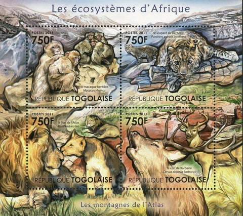 The Atlas Mountains Stamp Lion Macaque Panthera Leo S/S MNH #4201-4204