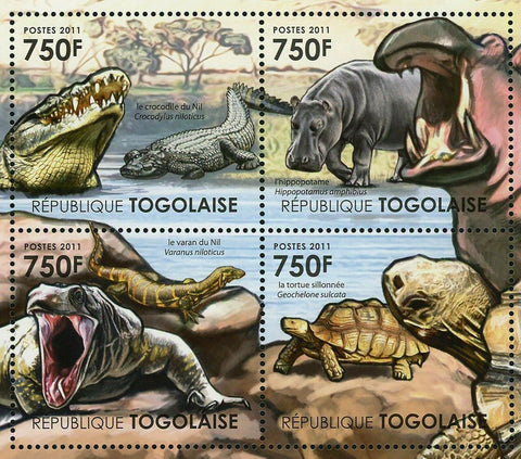 Ecosystem River Nile Stamp Crocodile Varanus Niloticus S/S MNH #4173-4176