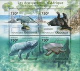 Fauna of Mangroves Stamp Heron Bird Manatees Little Cormorant S/S MNH #4149-415