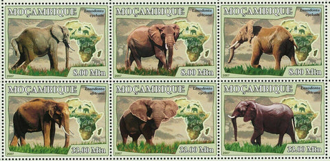 Elephants Stamp Loxodonta Africana Loxodonta Cyclotis S/S MNH #3038-3043