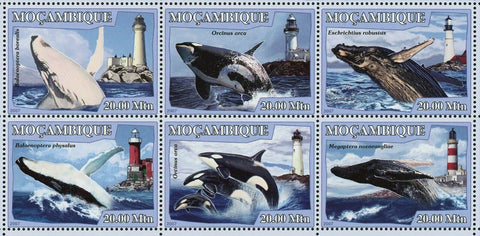 Whales Stamp Lighthouses Balaenoptera Physalus Orcinus Orca S/S MNH #3050-3055