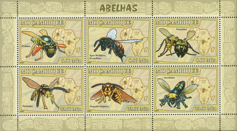 Bees Stamp Polubia Tiphiidae Apis Mellifera Scutellata S/S MNH #2936-3941