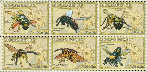 Bees Stamp Polubia Tiphiidae Apis Mellifera Scutellata S/S MNH #2936-3941