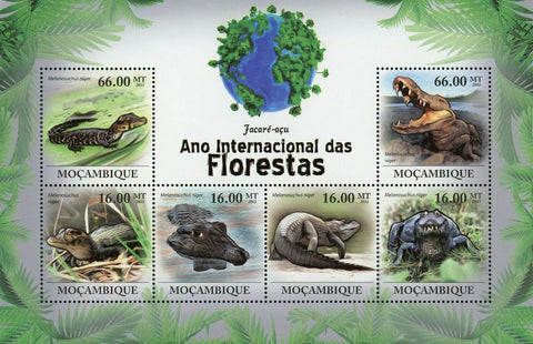 Crocodiles Stamp Melanosuchus Niger Reptile Souvenir Sheet MNH #4308-4313