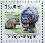 Hippopotamus Stamp Hippopotamus Amphibius Wild Animal S/S MNH #3596-3601