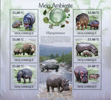 Hippopotamus Stamp Hippopotamus Amphibius Wild Animal S/S MNH #3596-3601