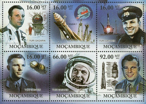 Yuri Gagarin Stamp First Human in Space Souvenir Sheet MNH #4598-4603