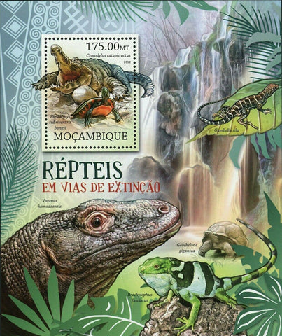 Reptiles Stamp Crocodylus Cataphractus Varanus Komodoensis S/S MNH #5767 /Bl.630