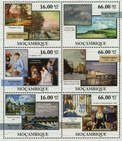 Impressionism Paintings Stamp Armand Guillaumin Edouard Manet S/S MNH #5177-5182