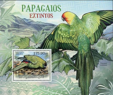 Parrot Stamp Cyanoramphus Zealandicus Conuropsis Carolinensis S/S MNH #5850/B643