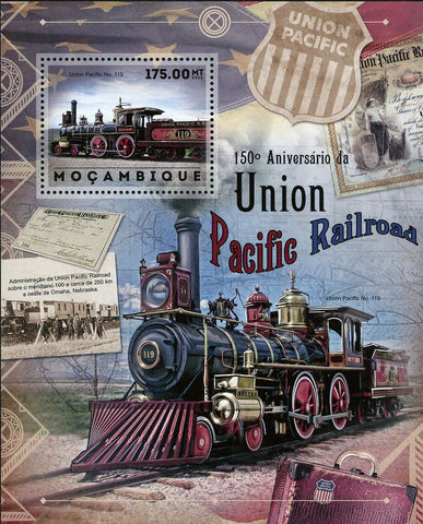 Union Pacific Stamp Railroad Trains No. 119 Anniversary Souvenir Sheet MNH #6096