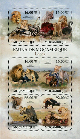 Lions Stamp Panthera Leo Wild Animal Zebra Souvenir Sheet MNH #5029-5034