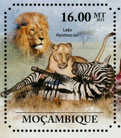 Lions Stamp Panthera Leo Wild Animal Zebra Souvenir Sheet MNH #5029-5034