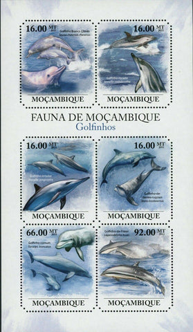 Dolphins Stamp Golfino Branco Chinese Tursiops Truncatus S/S MNH #5001-5006