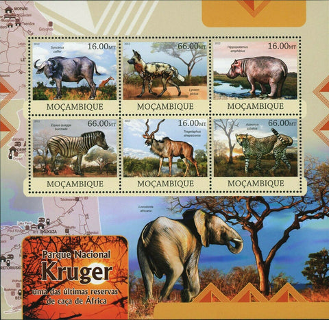 Kruger Park Stamp Syncerus Caffer Lycaon Pictus Hippopotamus Amphibious S/S MNH