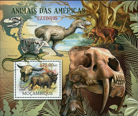 Animals Stamp Bison Antiquus Paraphysornis Ameiva Major S/S MNH #5788 / Bl.633