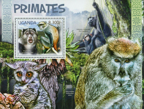 Primate Stamp Blue Monkey Cercopithecus Mitis Dusky Bushbaby S/S MNH #2819/Bl380