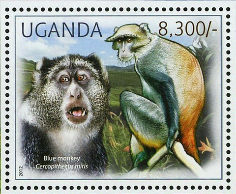 Primate Stamp Blue Monkey Cercopithecus Mitis Dusky Bushbaby S/S MNH #2819/Bl380