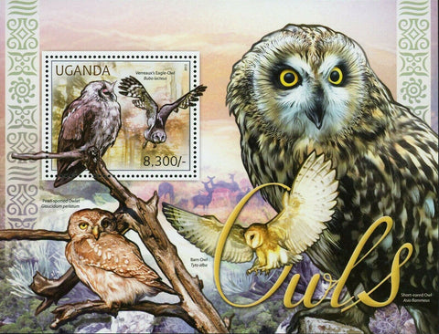 Owls Stamp Verreaux's Eagle-Owl Barn Owl Tyto Alba Short-eared S/S MNH #2799