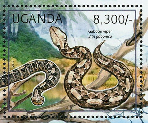 Reptiles Stamp Gaboon Viper Bitis Gabonica Leopard Tortoise S/S MNH #2784/Bl.373