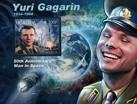 Yuri Gagarin Stamp Vostok 1 Earth Astronaut Man in Space S/S MNH #2848 / Bl.384