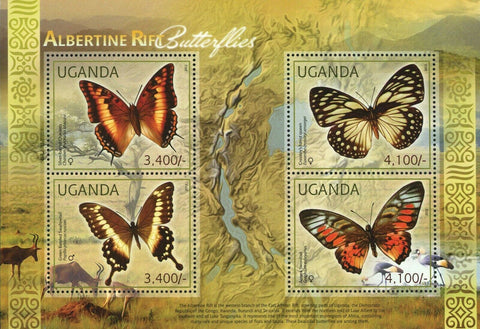 Butterflies Stamp Silver Bared Charaxes Acraea Swordtail S/S MNH #2770-2773