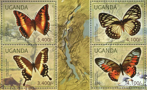 Butterflies Stamp Silver Bared Charaxes Acraea Swordtail S/S MNH #2770-2773