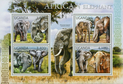 African Elephants Stamp African Bush Elephant Loxodonta Africana S/S MNH #2810