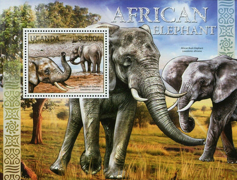 African Elephants Stamp African Bush Elephant Loxodonta Africana S/S MNH #2814