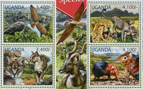 Endangered Species Stamp Beaudouin's Snake Eagle Checkered Elephant S/S MNH