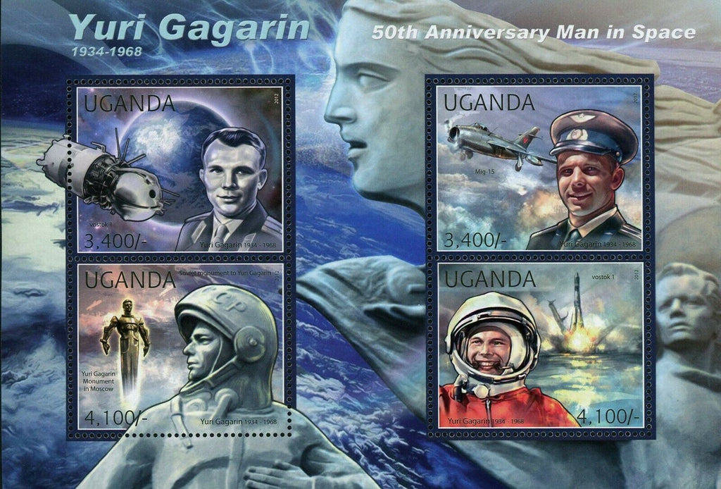 Yuri Gagarin Stamp Vostok 1 Mig-15 Monument Astronaut Space S/S MNH #2844-2847