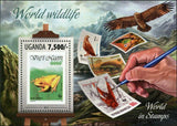 World Wildlife Stamp WWF Frogs Monkey Eagle Butterfly S/S MNH #3157 / Bl. 422