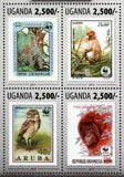 World Wildlife Stamp WWF Owl Monkey Wild Animals Aruba S/S MNH #3143-3146