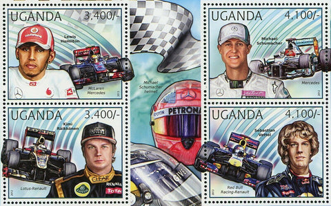 Formula 1 Stamp Lewis Hamilton McLaren Mercedes Michael Schumacher S/S MNH #2906