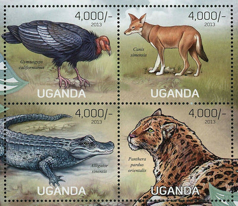 Predator Stamp Gymnogyps Californianus Canis Simensis Alligator Sinensis S/S MNH