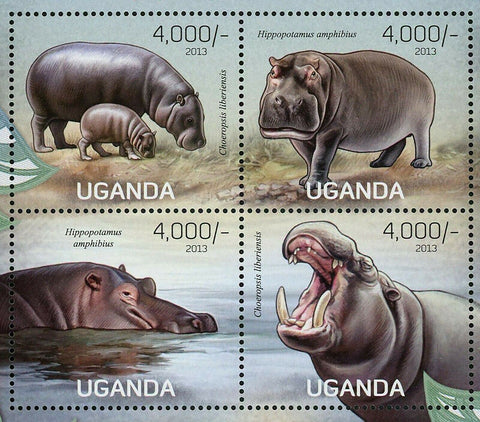 Hippopotamus Stamp Choeropsis Liberiensis Amphibius S/S MNH #3040-3043