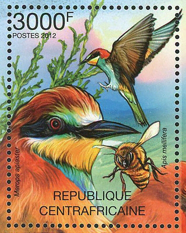 Bee-eaters & Bees Stamp Merops Apiaster Apis Mellifera S/S MNH #3666 / Bl.948