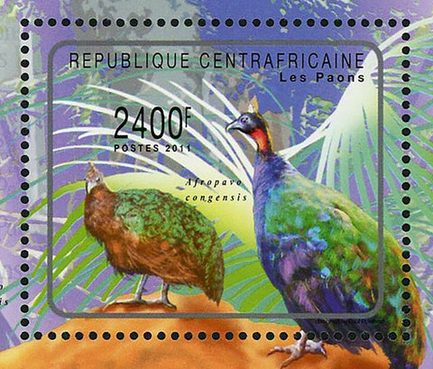 Peacocks Stamp Afropavo Congensis Bird Wild Animal S/S MNH #3028 / Bl.714