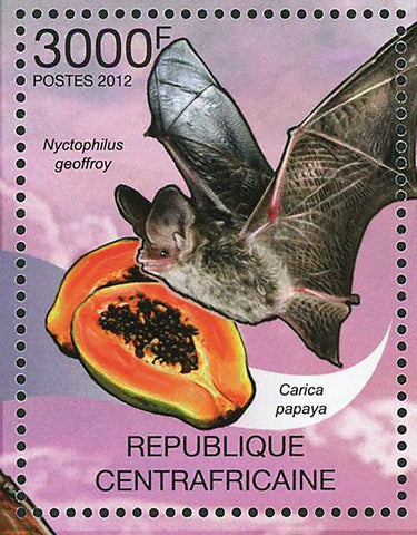 Bat Stamp Nyctophilus Geoffroy Scoteanax Rueppellii Prunus Persica S/S MNH #3676