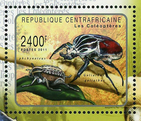 Beetles Stamp Goliathus Goliatus Scarabaeus Laticollis Tilloides S/S MNH #2987