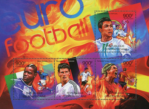 Soccer Stamp Euro Cristiano Ronaldo Balotelli Mario Gomez Torres S/S MNH #3772