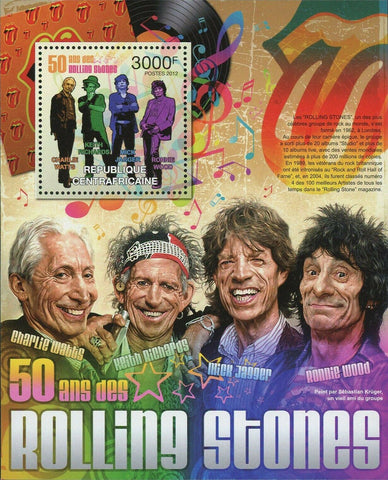 The Rolling Stones Stamp Mick Jagger Keith Richards Ronnie Wood S/S MNH #3751