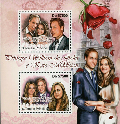 Prince William of Wales Stamp Kate Middleton Royal Family S/S MNH #4874-4875