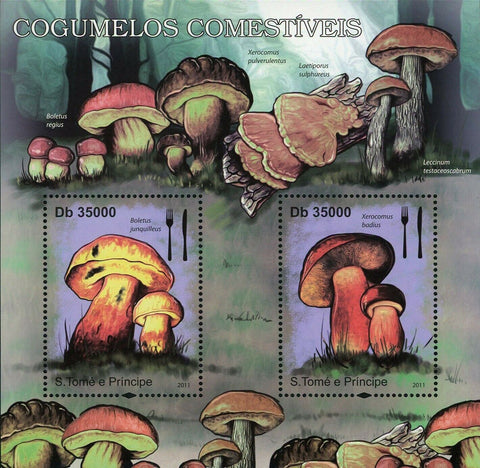 Mushrooms Stamp Boletus Regius Xerocomus Pulverulentus S/S MNH #4824-4825/Bl.825